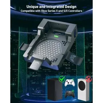 Wall Mount for Xbox Series X with 2 Controller Holders and 1 Headphone Stand, Wall Mount Kit for Xbox Series X Accessories, Dual Ventilation Design Wall Shelf, Place Console Front Facing