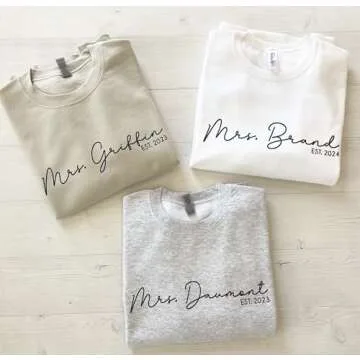 Mrs Sweatshirt - Custom Mrs Sweatshirt - New Mrs - Honeymoon Pajamas - Wedding Gift - Future Mrs. Gift