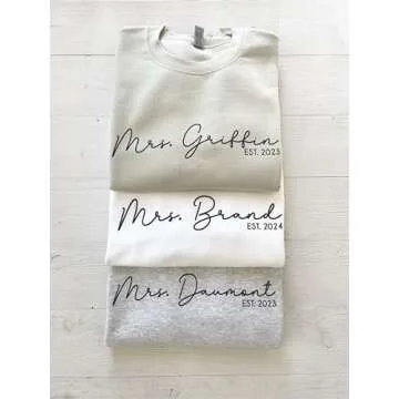 Mrs Sweatshirt - Custom Mrs Sweatshirt - New Mrs - Honeymoon Pajamas - Wedding Gift - Future Mrs. Gift