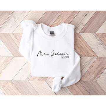Mrs Sweatshirt - Custom Mrs Sweatshirt - New Mrs - Honeymoon Pajamas - Wedding Gift - Future Mrs. Gift