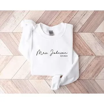 Mrs Sweatshirt - Custom Mrs Sweatshirt - New Mrs - Honeymoon Pajamas - Wedding Gift - Future Mrs. Gift
