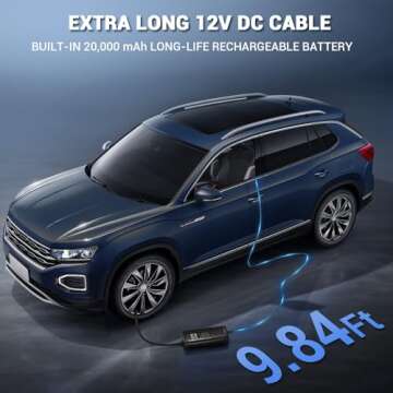 UABRLA Tire Inflator Portable Air Compressor 20000mAh & 12V DC Air Pump for Car, 3X Faster Cordless ...