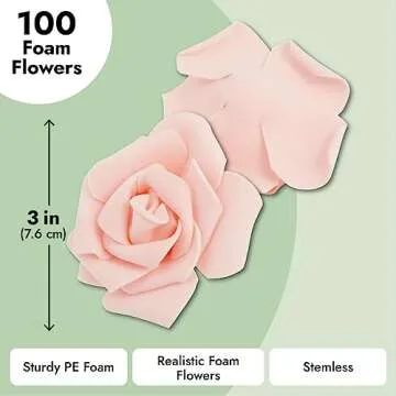Juvale 100 Pack Pink Artificial Flowers - 3 Inches, Fake Carnations for Wedding, Bridal Shower & Valentine's Day Decorations, Arts and Crafts