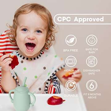Cuddle Campus Pack of 2 Silicone Baby Training Cup, Shatterproof Toddler Sippy Cups with Straw, Open...
