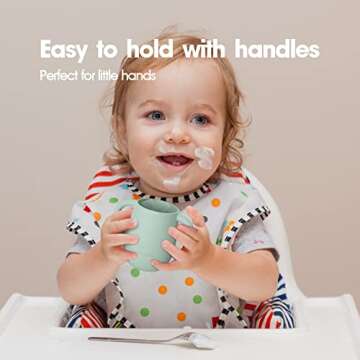 Cuddle Campus Pack of 2 Silicone Baby Training Cup, Shatterproof Toddler Sippy Cups with Straw, Open Cup for Baby, 6+ Months 4 Oz