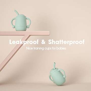 Cuddle Campus Pack of 2 Silicone Baby Training Cup, Shatterproof Toddler Sippy Cups with Straw, Open Cup for Baby, 6+ Months 4 Oz