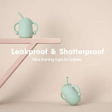 Cuddle Campus Pack of 2 Silicone Baby Training Cup, Shatterproof Toddler Sippy Cups with Straw, Open Cup for Baby, 6+ Months 4 Oz