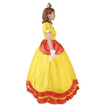 miccostumes Women's Costume Princess Cosplay Yellow Deluxe Ball Gown Party Prom Dress With Crown Ear...