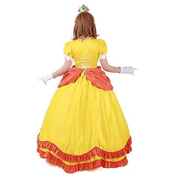 Yellow Deluxe Princess Cosplay Ball Gown With Crown