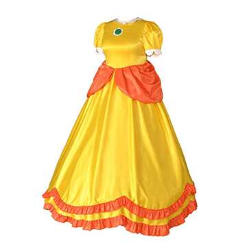 Yellow Deluxe Princess Cosplay Ball Gown With Crown