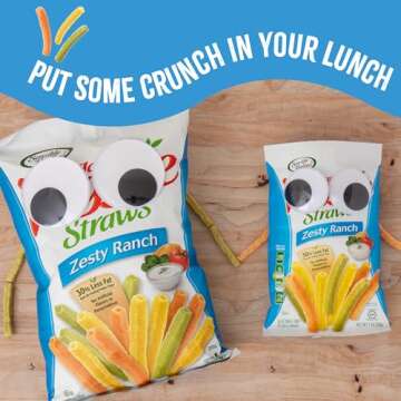 Sensible Portions Veggie Straws, Zesty Ranch Flavor, Gluten-Free Chips, Individual Snacks, 2.25 Ounce Bag, 6-Pack