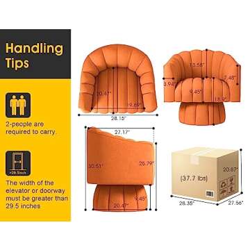 Accent Chair Mid Century 360 Degree Swivel Chair,Modern Lounge Sofa Round Barrel Chair with Wide Uph...