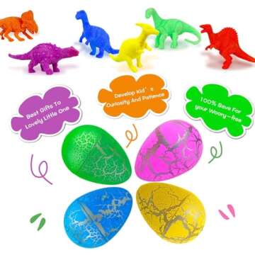 24 Pcs Large Easter Hatching Dinosaur Eggs, Prefilled Easter Eggs with Toys Inside for Easter Baskets Stuffers Fillers Eggs Hunt, Grow in Water Hatch Dinos Egg with Assorted Color Crack Science Kits