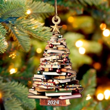 Pack of 2 Book Tree Christmas Ornaments - Perfect Gift for Book Lovers