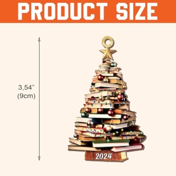 Book Tree Christmas Ornaments - Pack of 2 for Book Lovers