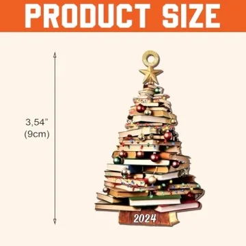 Book Tree Christmas Ornaments - Pack of 2 for Book Lovers