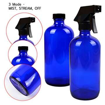Youngever 6 Pack Empty Cobalt Blue Glass Spray Bottles Refillable Containers, 16 oz 8 oz 4 oz Spray ...