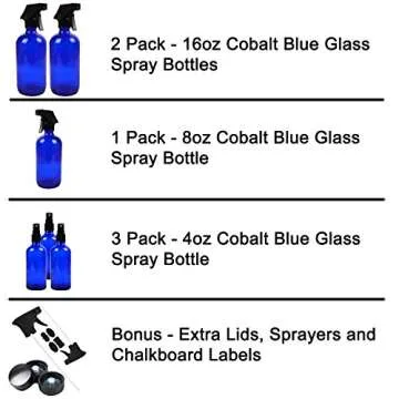 Youngever Cobalt Blue Glass Spray Bottles Set for Home