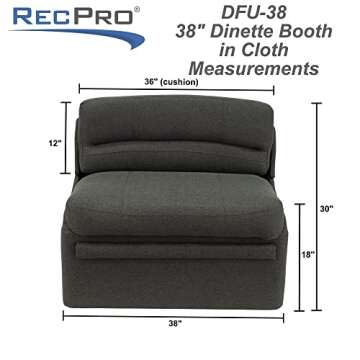 RecPro Charles 38" RV Dinette Booth with Storage | Cloth | Converts to Bed | Dining Room | Furniture...