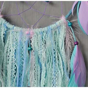 Dream Catcher Handmade Traditional White Feather Wind Chime Wall Hanging Home Decoration (Purple Bohemia Dream Catcher