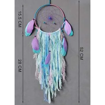 Dream Catcher Handmade Traditional White Feather Wind Chime Wall Hanging Home Decoration (Purple Bohemia Dream Catcher