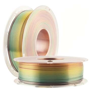 Silk Shiny Fast Color Gradient Change Rainbow Multicolored 3D Printer PLA Filament - 1.75mm 3D Print...