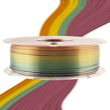 Silk Shiny Fast Color Gradient Change Rainbow Multicolored 3D Printer PLA Filament - 1.75mm 3D Printing Material 1kg 2.2lbs Spool, Widely Compatible for FDM 3D Printe by TTYT3D