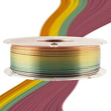 Silk Shiny Fast Color Gradient Change Rainbow Multicolored 3D Printer PLA Filament - 1.75mm 3D Printing Material 1kg 2.2lbs Spool, Widely Compatible for FDM 3D Printe by TTYT3D