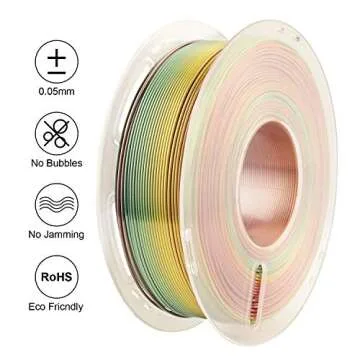Silk Shiny Fast Color Gradient Change Rainbow Multicolored 3D Printer PLA Filament - 1.75mm 3D Printing Material 1kg 2.2lbs Spool, Widely Compatible for FDM 3D Printe by TTYT3D