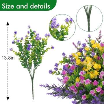 Hananona 12 Pcs UV Resistant Artificial Flowers