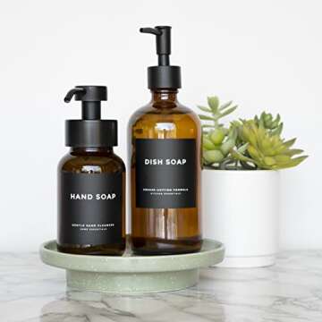 Modern-Block Black Bathroom Labels, Laundry Labels & Cleaning Labels by Paper & Pear - Waterproof Labels for Bottles - 2.6” Square Bathroom Labels for Organizing with Soap Labels - Set of 36