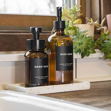 Modern-Block Black Bathroom Labels, Laundry Labels & Cleaning Labels by Paper & Pear - Waterproof Labels for Bottles - 2.6” Square Bathroom Labels for Organizing with Soap Labels - Set of 36