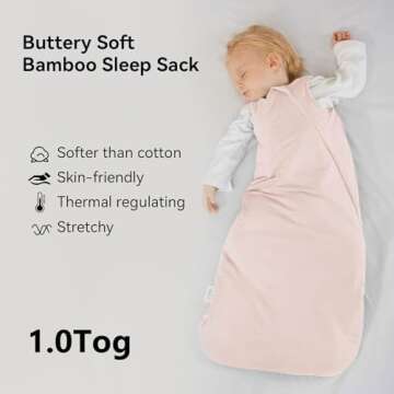 BubblePanda Rayon Made from Bamboo Sleep Sack 6-12 Months 1.0 Tog Soft Toddler Sleeping Sack for Bab...