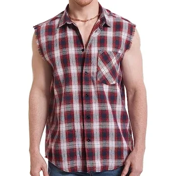 Cool Plaid Sleeveless Shirt for Men, Stylish Muscle Fit