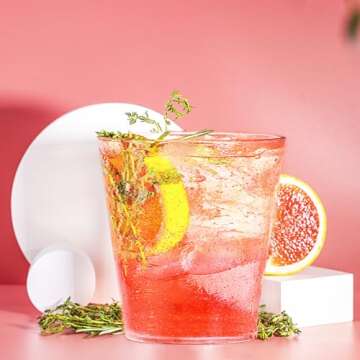 BHUCUTU 9oz Disposable Glitter Cups Wine Glasses Clear Plastic Tumblers for Dessert, Drinking, Wedding, Party & Cocktail (25)