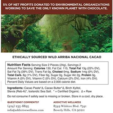 Addictive Wellness Sugar-Free Raw PURE Chocolate Vegan Paleo & Keto w/Mycotoxin-Free Cacao (1)