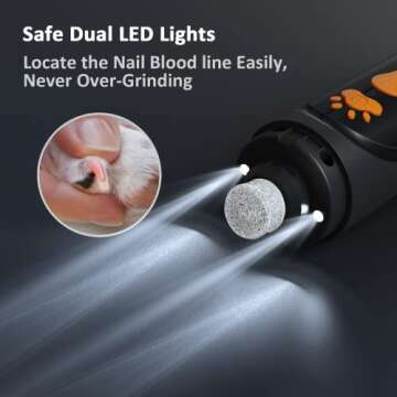 YABIFE Dog Nail Grinder, Dog Nail Trimmers and Clippers Kit, Super Quiet, Rechargeable, for Small Large Dogs & Cats Toenail & Claw Grooming,3 Speeds, 1 Extra Grinding Wheel