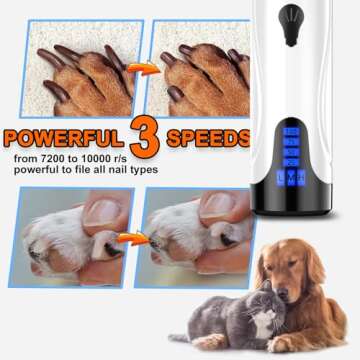 YABIFE Dog Nail Grinder, Dog Nail Trimmers and Clippers Kit, Super Quiet, Rechargeable, for Small Large Dogs & Cats Toenail & Claw Grooming,3 Speeds, 1 Extra Grinding Wheel