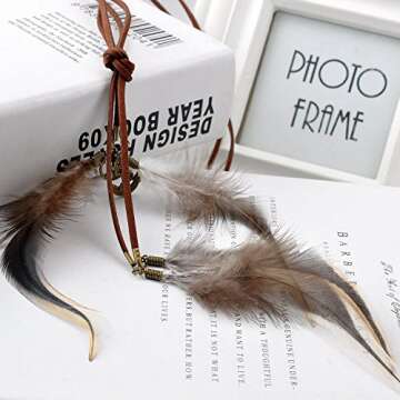 LUREME Bohemian Vintage Velvet String Grey Feathers Pendant Necklace (01003304)