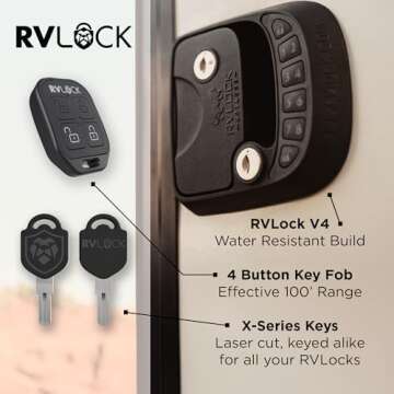 RVLOCK Compact RV Lock Keyless Entry with Remote, Secure Camper Latch Replacement, and Durable RV Door Lock Replacement for Trailers with Patented Security Technology