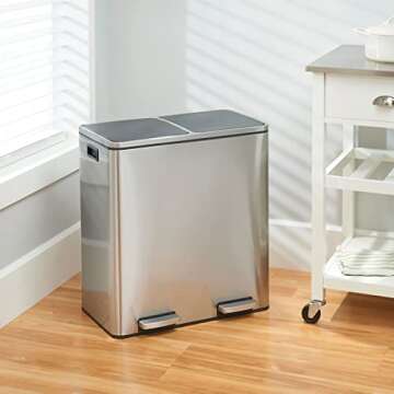 Stylish mDesign 16 Gallon Dual Compartment Trash Can