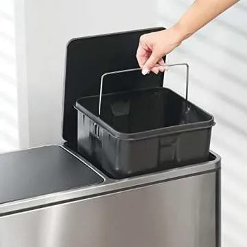 Stylish mDesign 16 Gallon Dual Compartment Trash Can
