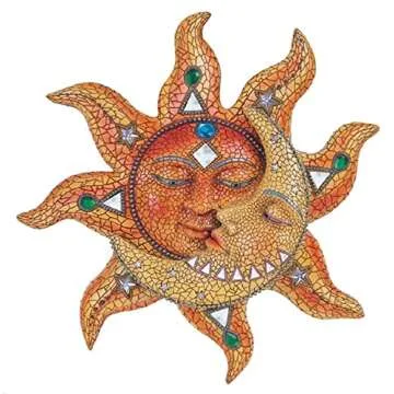 George S. Chen Imports Polyresin Mosaic Face Sun Moon Wall Décor (Multicolor, 13Inches)