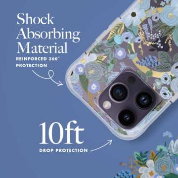 Stylish Rifle Paper Co. iPhone 14 Pro Case with 10FT Protection