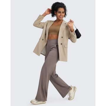 G4Free Straight Leg Yoga Pants for Women High Waist Comfy Long Pants Loose Casual Yoga Wide Leg Pants (Taupe,S,33")