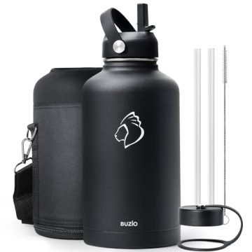 BUZIO 64oz Insulated Water Bottle for Outdoors and Travel