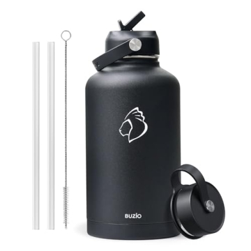 BUZIO 64oz Insulated Water Bottle for Outdoors and Travel