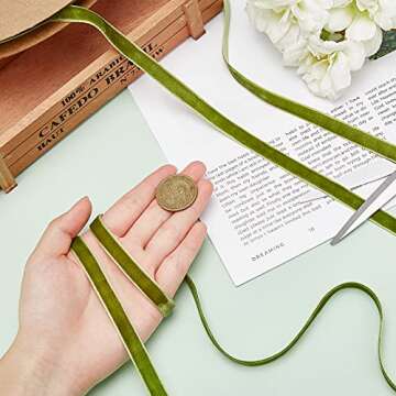 arricraft Olive Velvet Ribbon for Wedding and Crafting