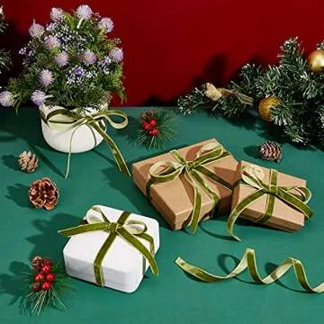 arricraft Olive Velvet Ribbon for Wedding and Crafting