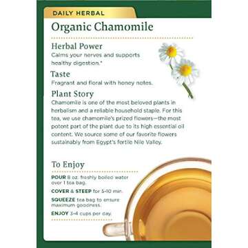 Traditional Medicinals Organic Chamomile Herbal Tea, Supports Healthy Digestion, (Pack of 1) - 16 Tea Bags